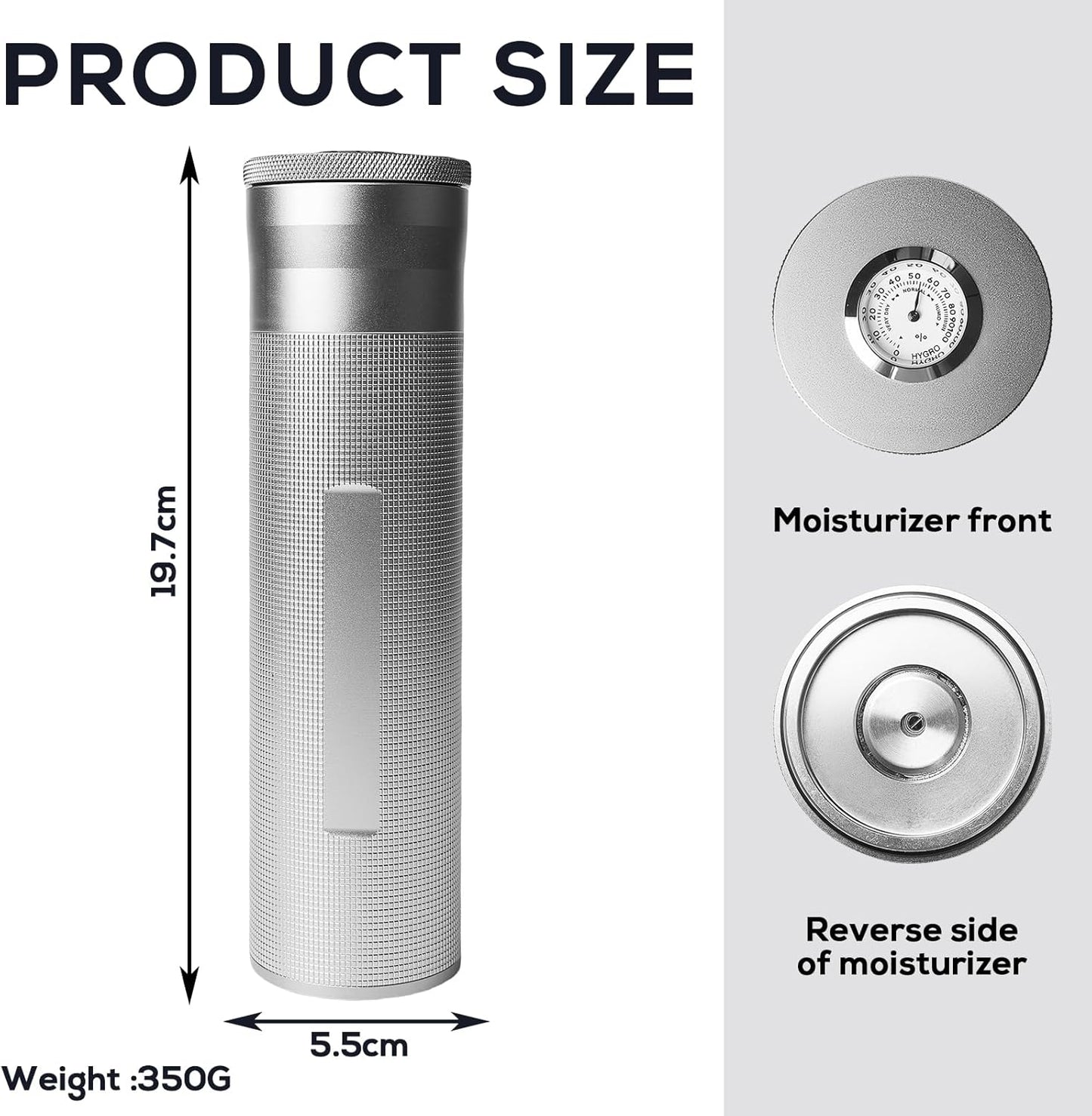 Zigarren-Etui mit Hygrometer, Silver