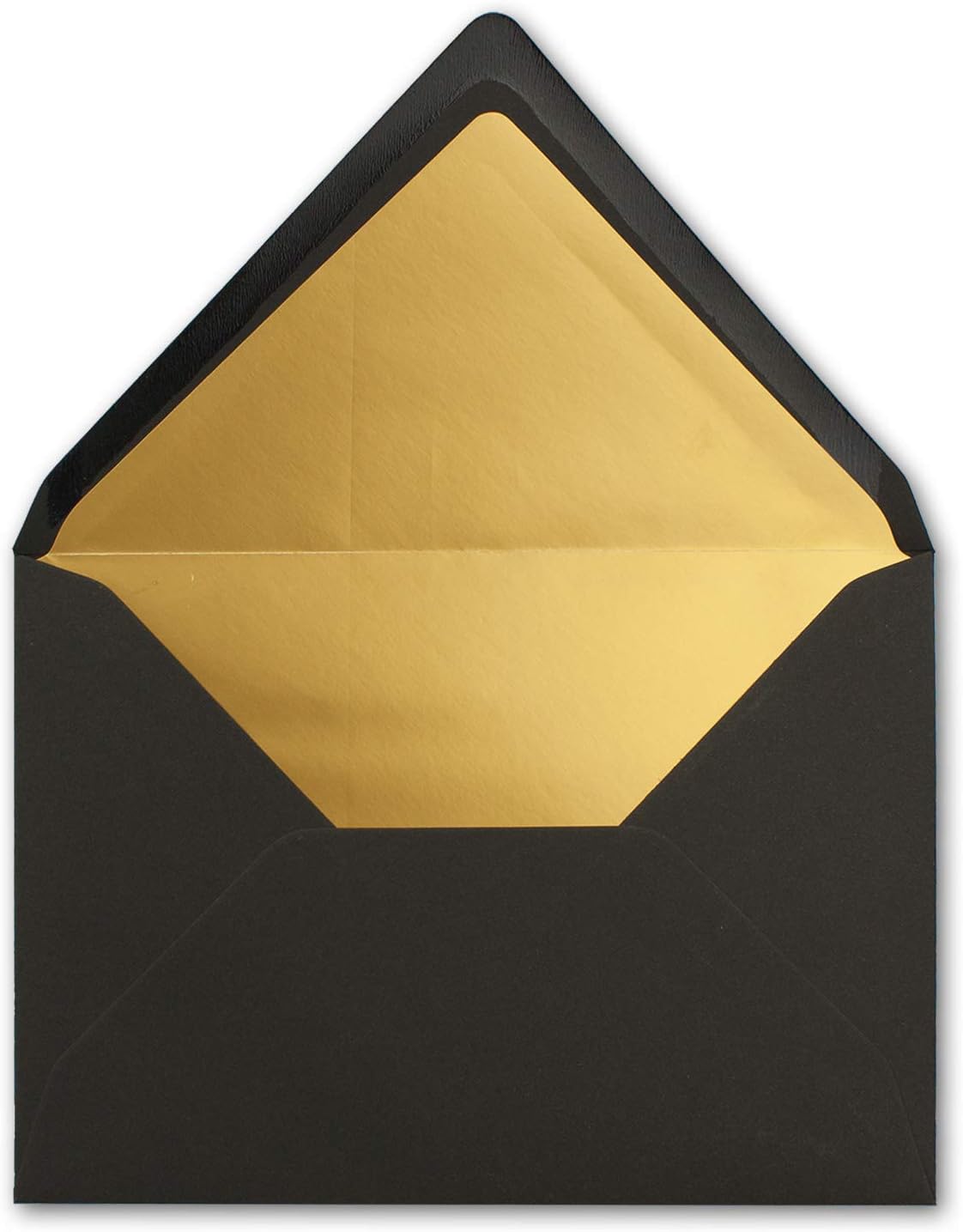 C5 Briefumschläge-Set mit Goldfütterung (75 Stück), 75 Umschläge Schwarz | Gold
