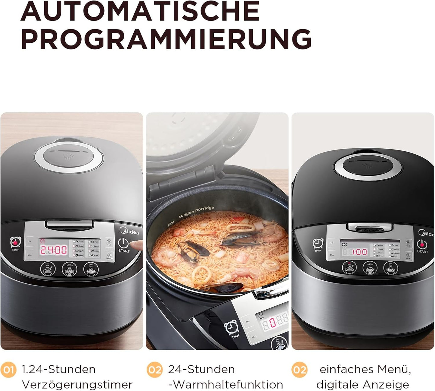 Multikocher mit 11 Programmen inkl. Dämpfeinsatz, Löffel & Messbecher, 5L
