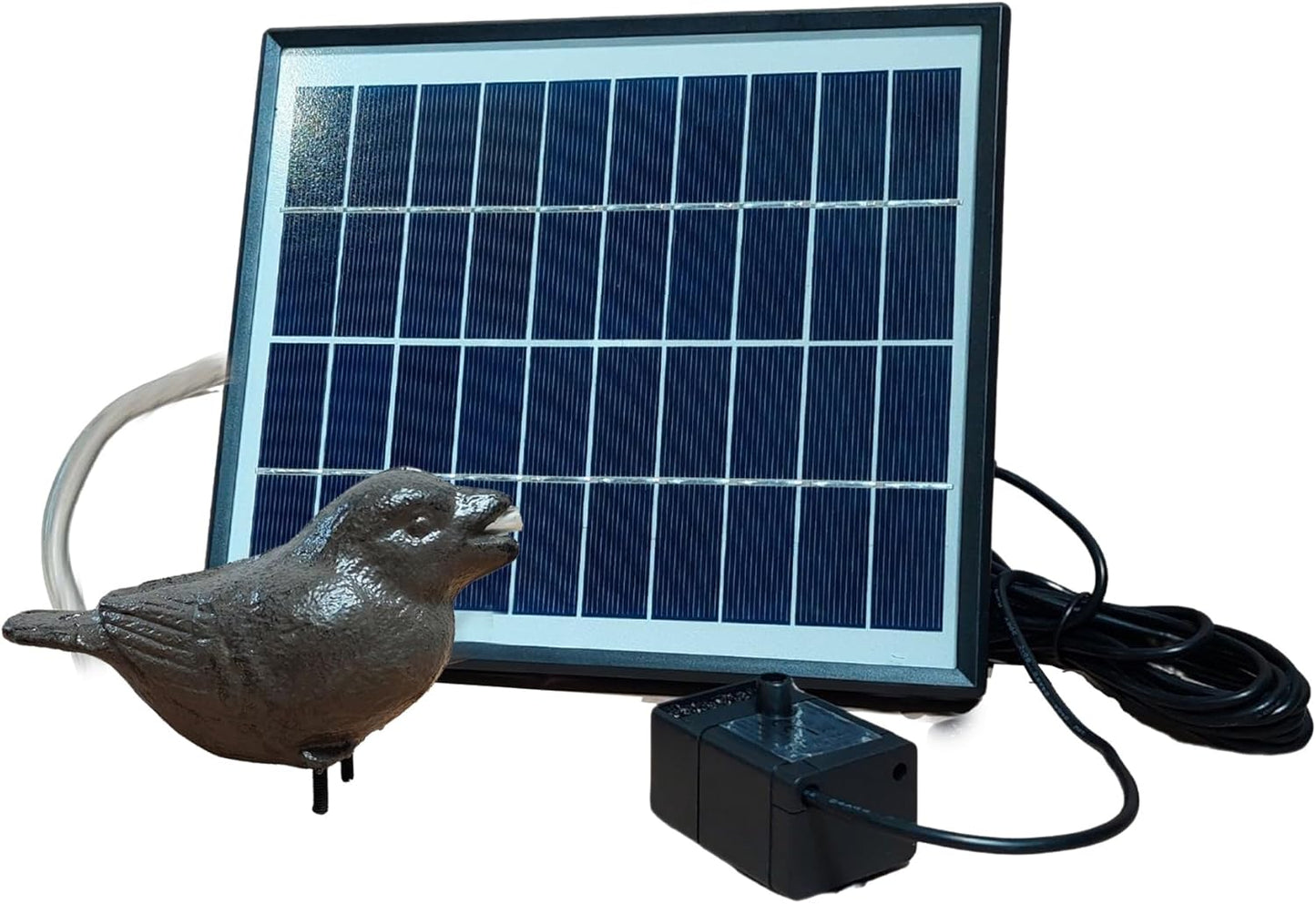 Wasserspeier Spatz mit Solarpumpe (Gusseisen)