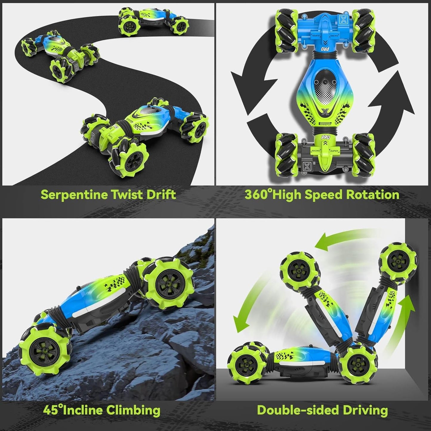 RC Stunt Car mit Handsteuerung, 4WD Offroad, #A Blau-grün Rc-stunt-auto