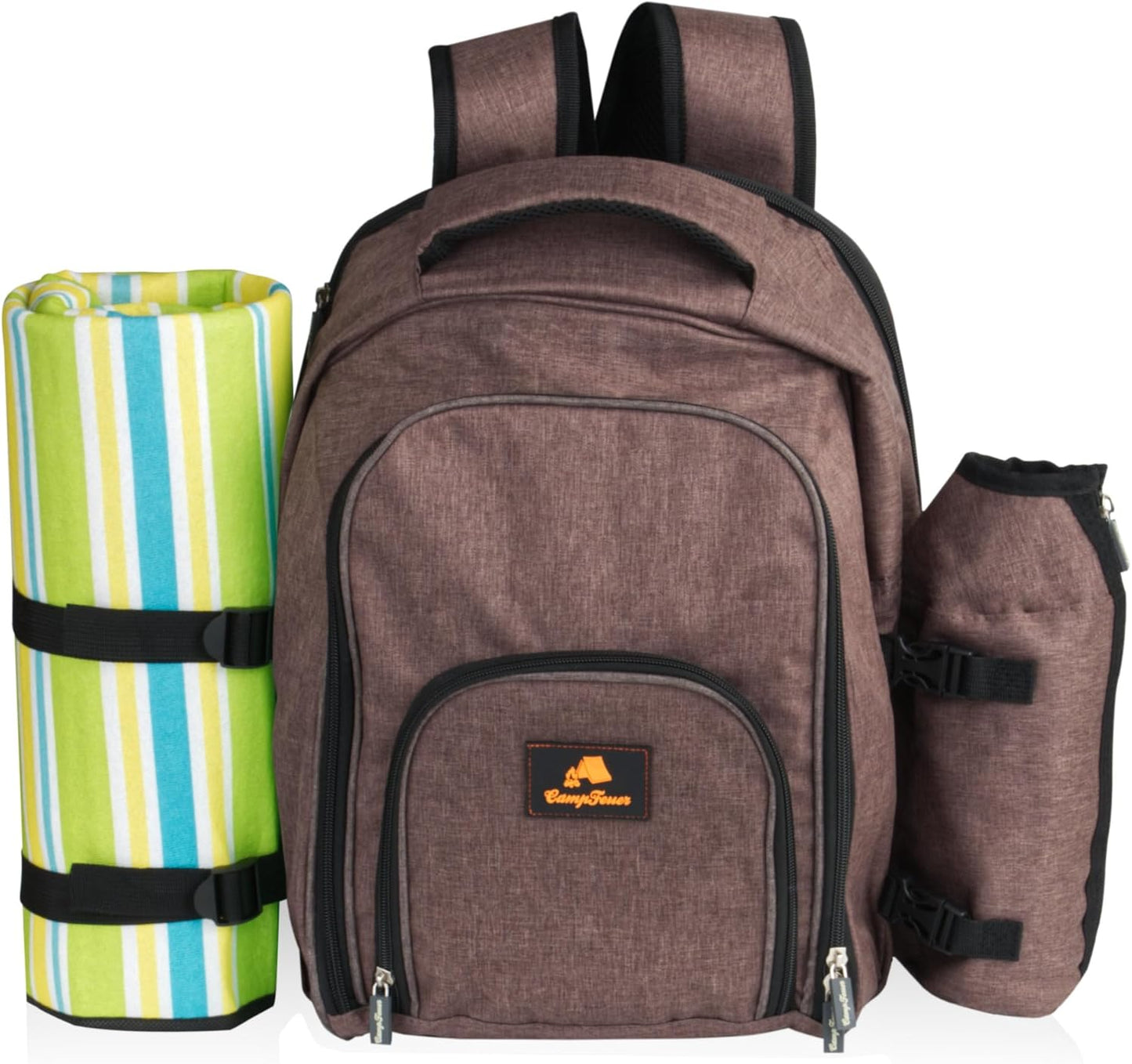 Picknickrucksack-Set, Braun Meliert