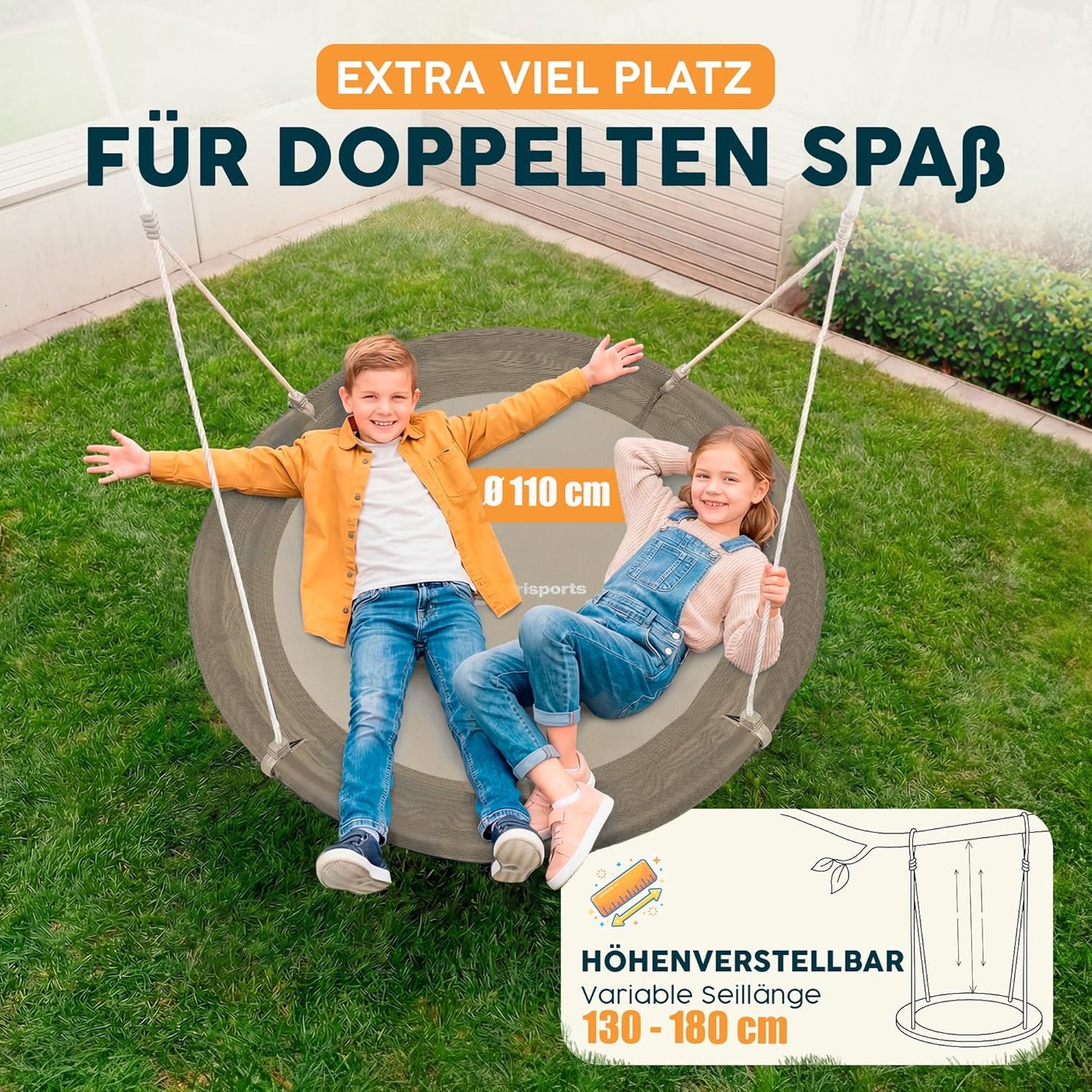 Höhenverstellbare Nestschaukel mit Schutzplane, Beige