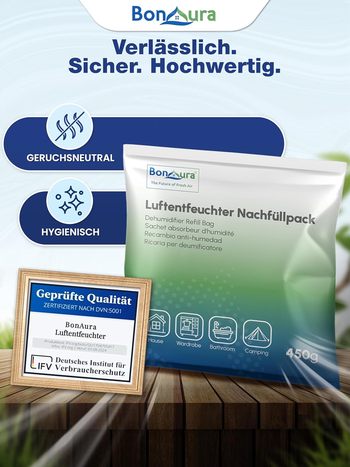 Luftentfeuchter Granulat Nachfüllpack, 4x 450g, 4 X Granulat Nachfüllpack
