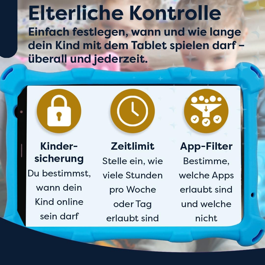 Kinder-Tablet PRO MAX mit Kopfhörern, Kinderpaket Blau