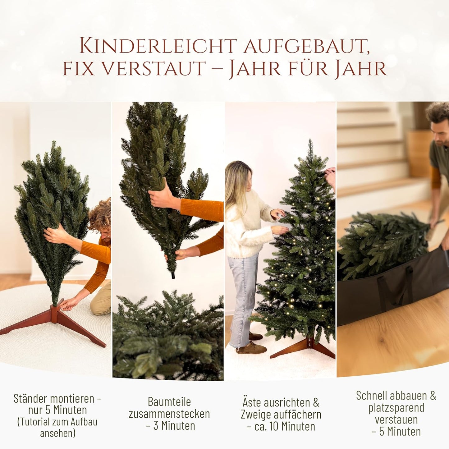 Künstlicher Weihnachtsbaum mit Beleuchtung (180 cm), 180 cm