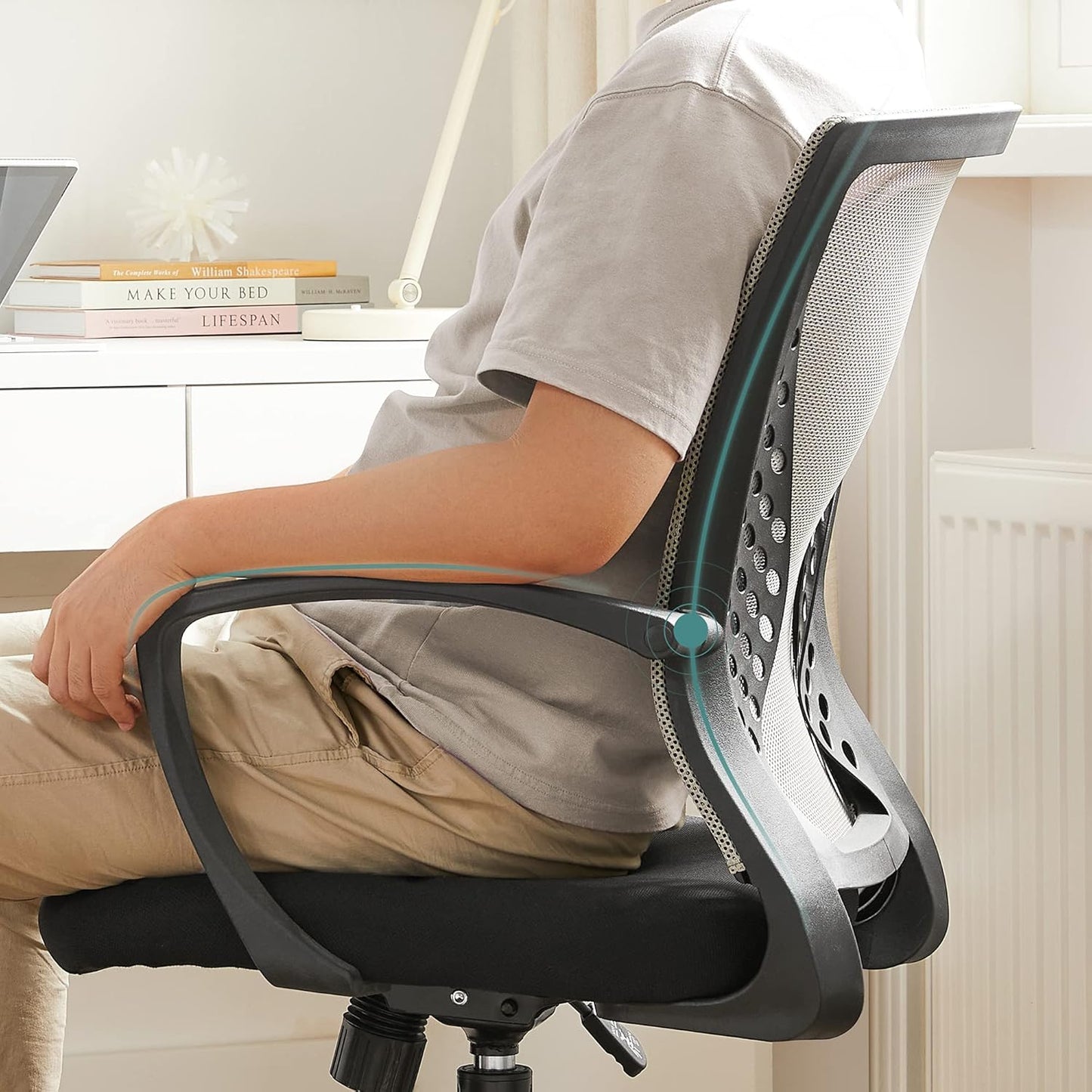 Ergonomischer Netzstuhl, Grau Grau Bürostuhl
