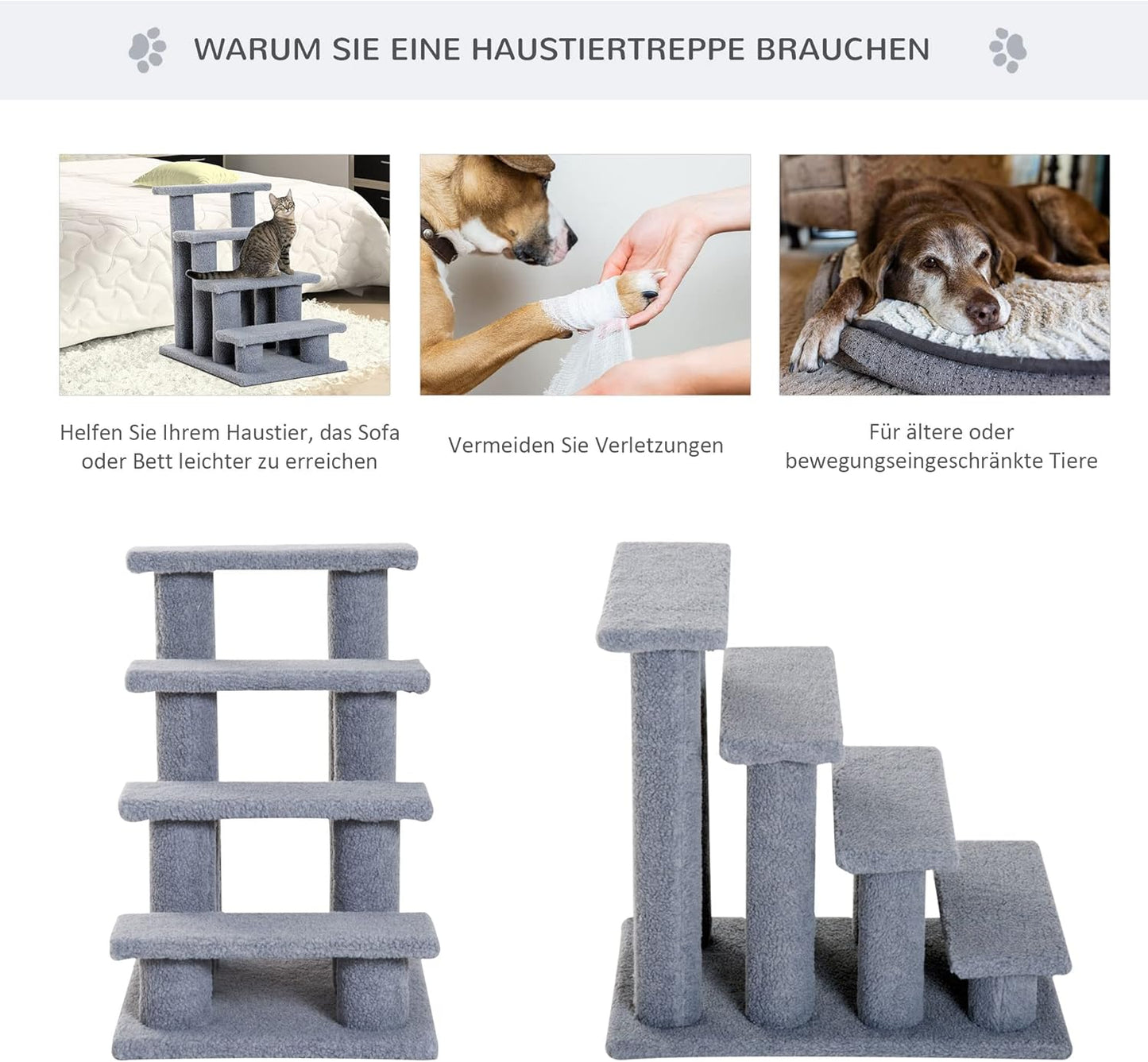 Katzentreppe mit 4 Stufen, Grau