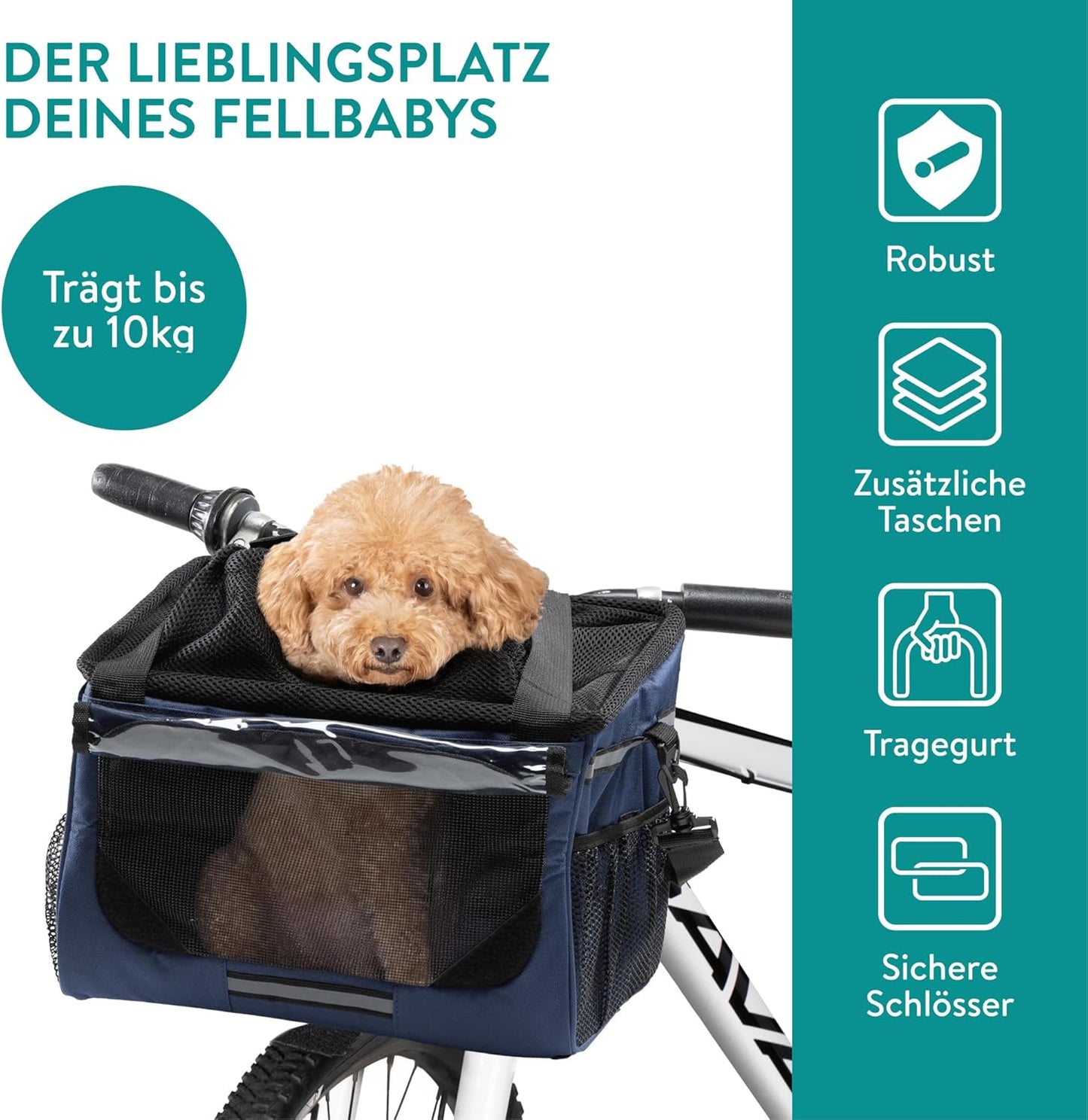 Hundevelokorb für Lenker, Blau