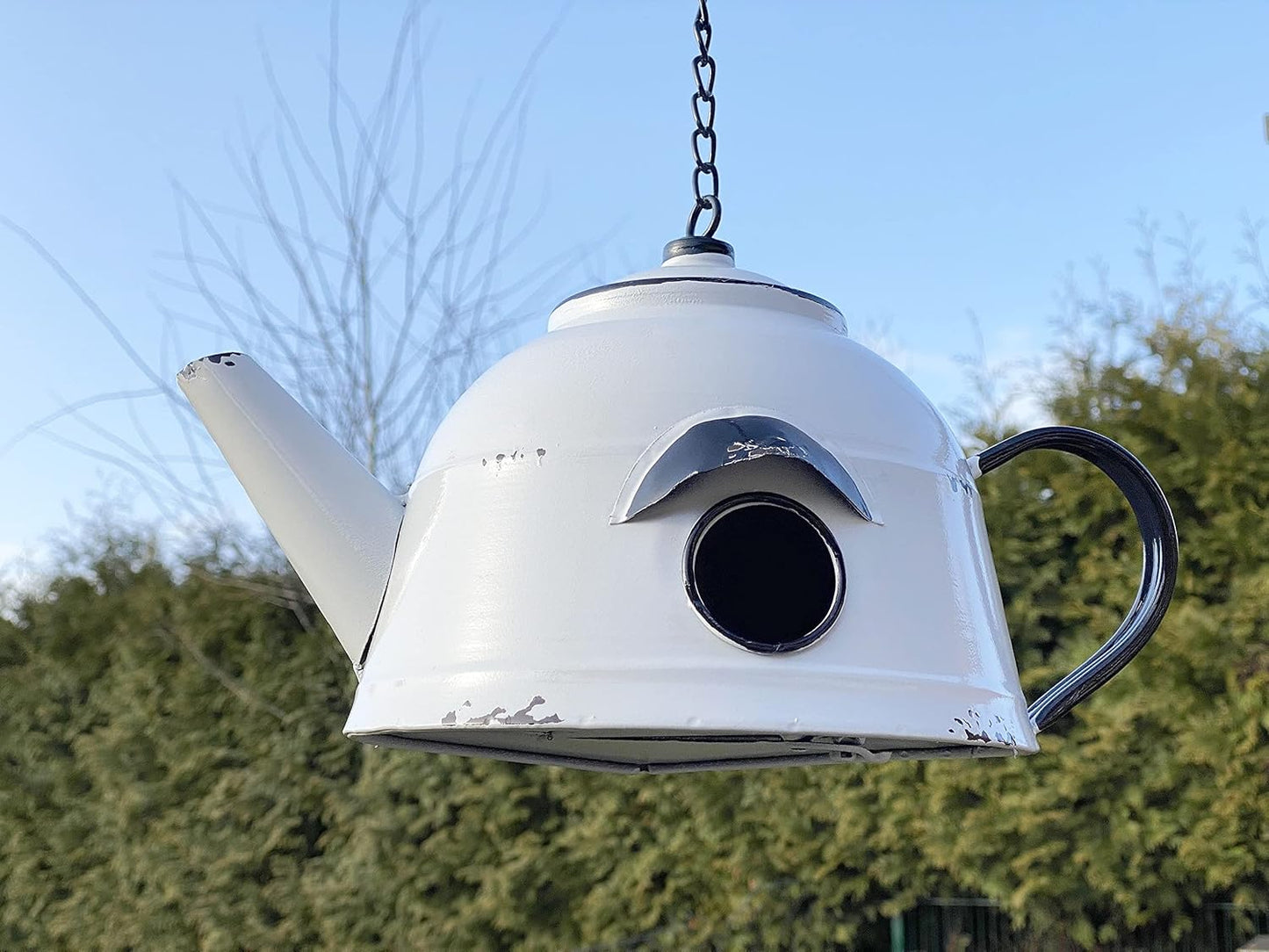 Vogelhaus Nistkasten Teekessel Metall zum Aufhängen