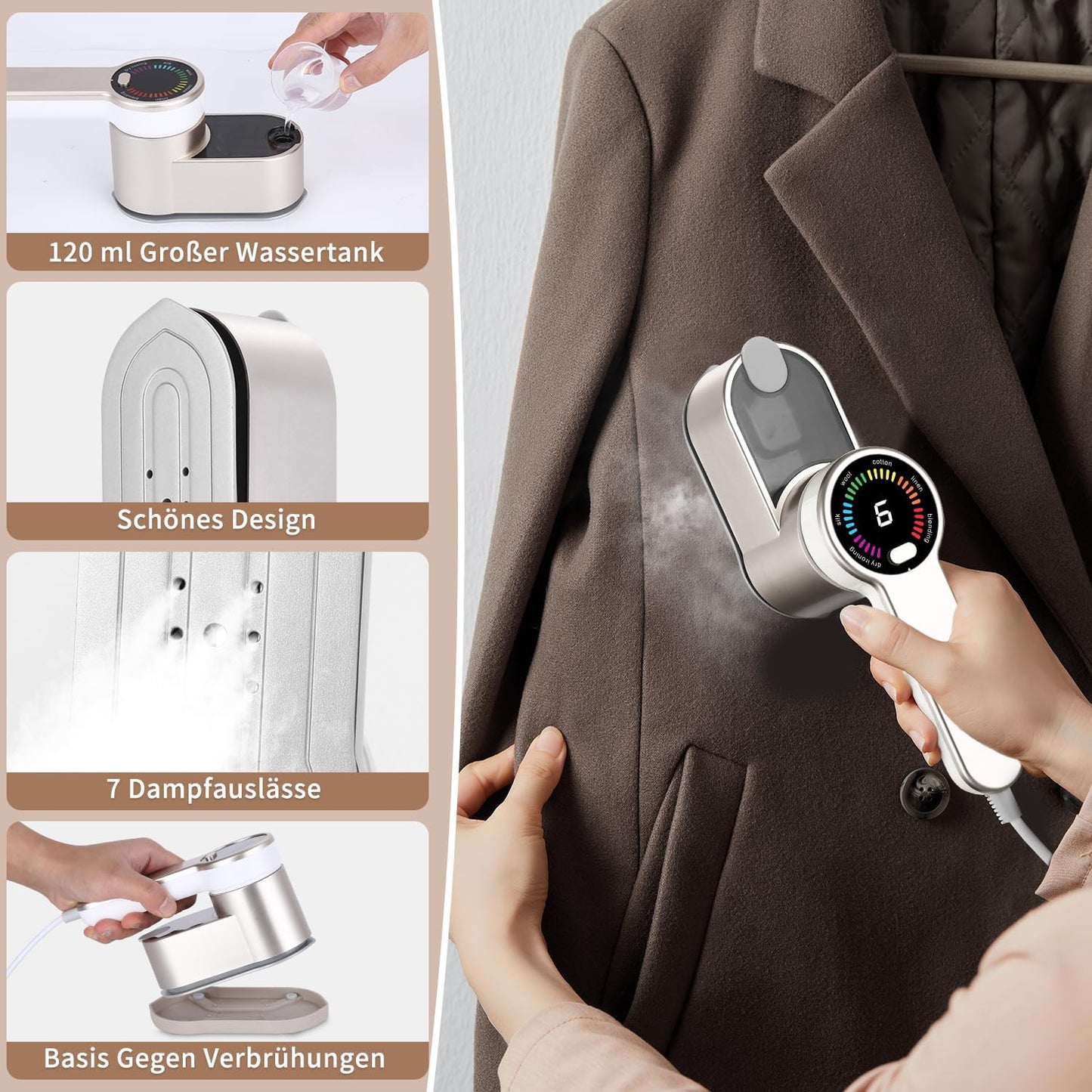 Reise-Dampfglätter & Bügeleisen 2-in-1 (1200W)