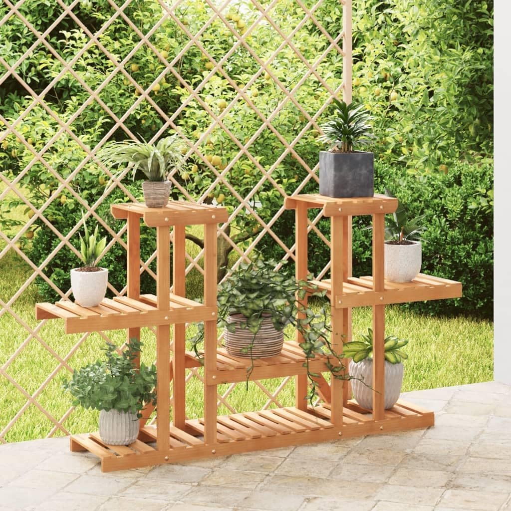 Pflanzenregal, 10 kg Belastbarkeit pro Boden, 110 x 25 x 73 cm Hellbraun