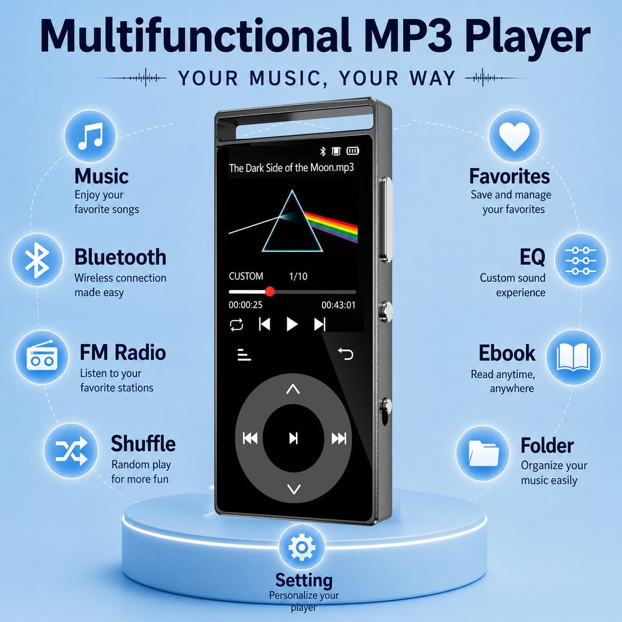 MP3-Player mit Touch-Tasten, schwarz