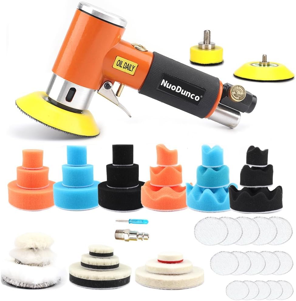 Mini Druckluft-Polierer Set 27-tlg., Orangefarbenes Druckluftschleifset