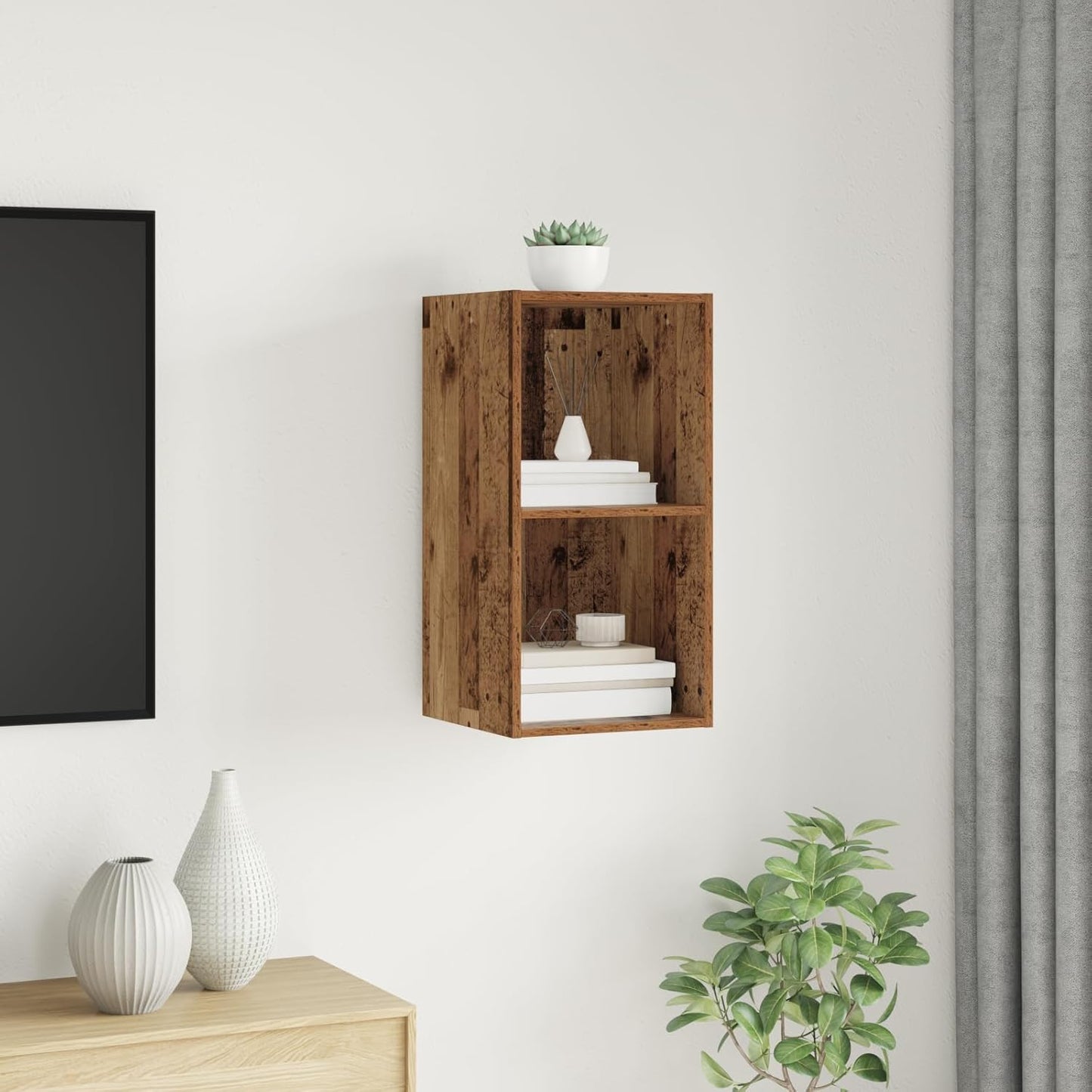 Wandmontierter TV-Schrank, 72 cm Altholz