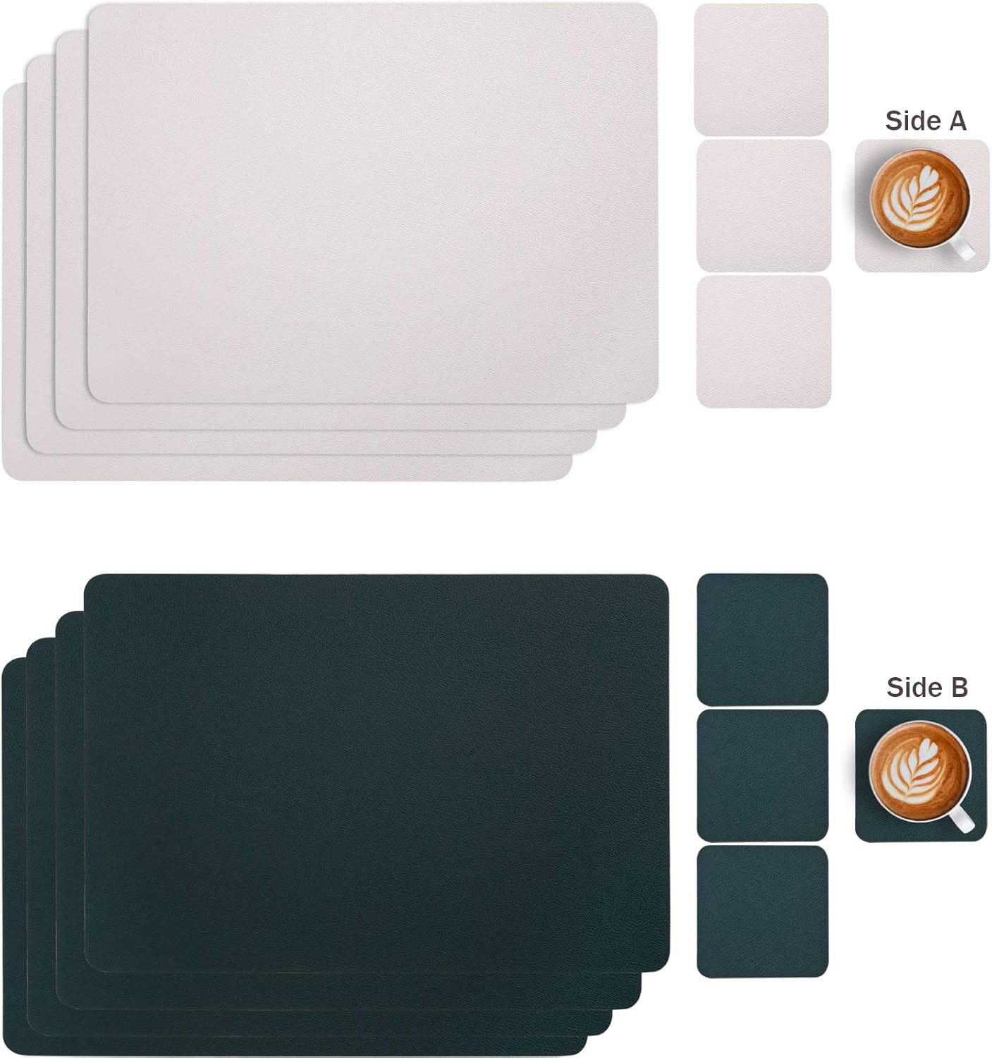 Doppelseitige Tischsets & Untersetzer, 4er-Set, Beige Grün Satz von 4