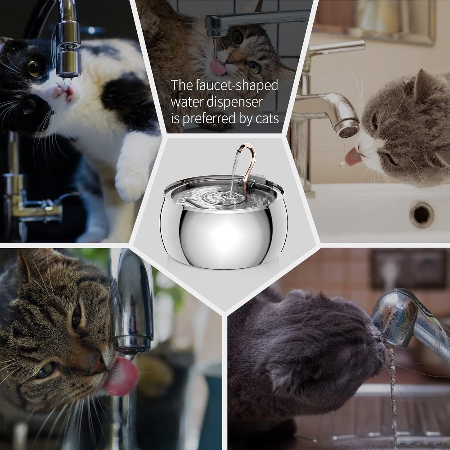 Katzenbrunnen ‎PET-0007, 4,0 l Wasserbrunnen für Katzen, Edelstahl