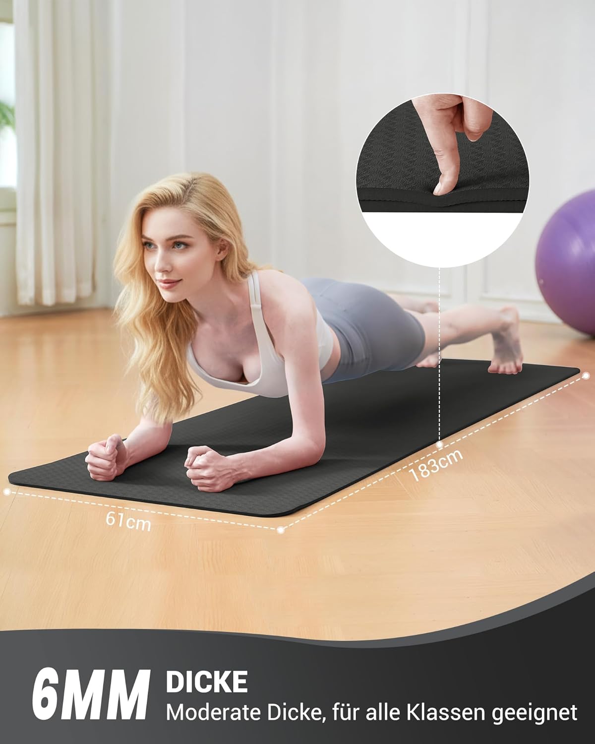 Good Nite Yogamatte, Schwarz 6 mm