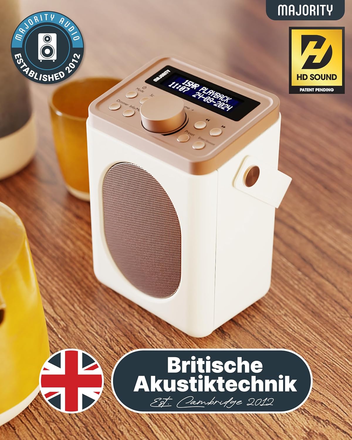 Küchenradio mit Doppelalarm, creme