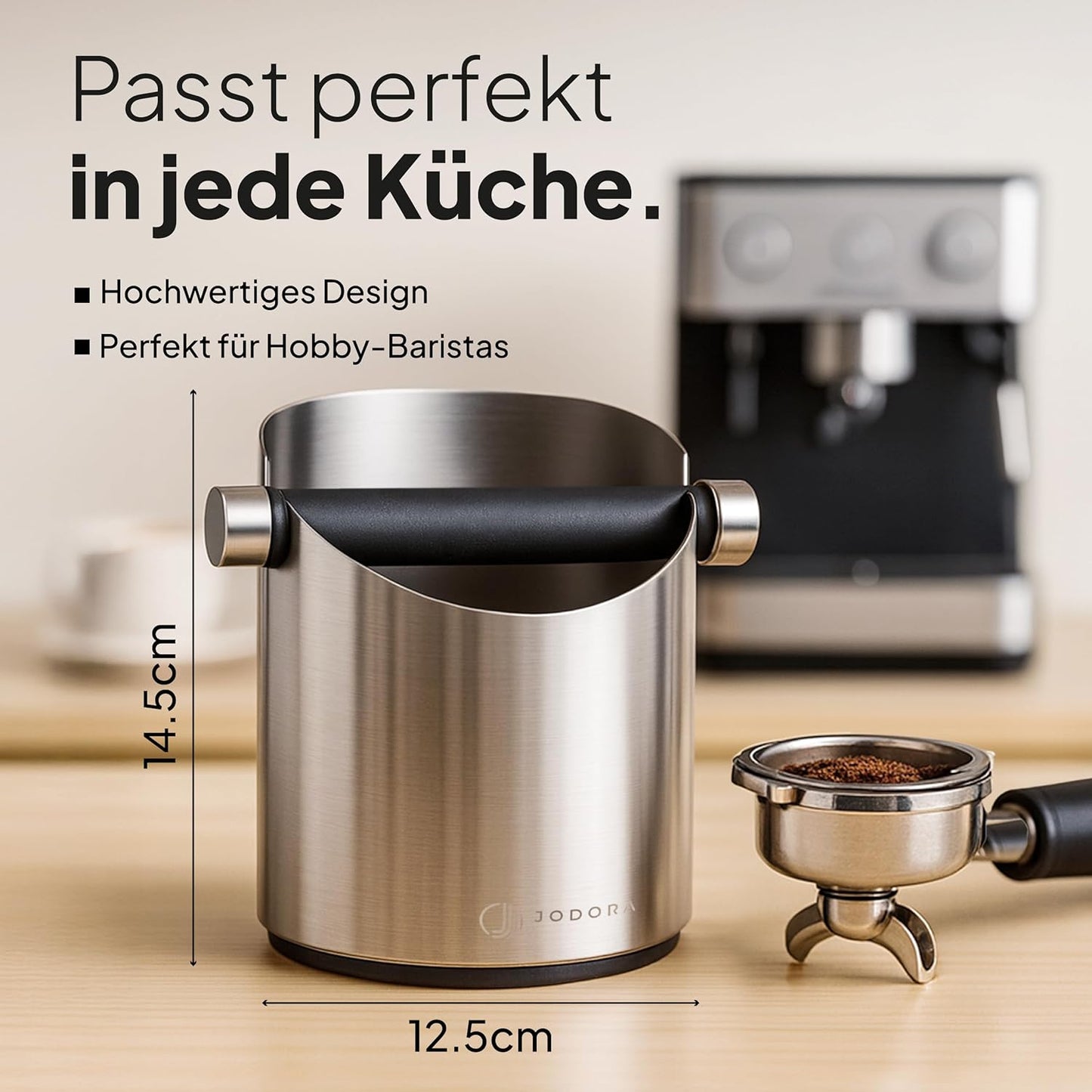 Abklopfbehälter für Siebträger, Silber