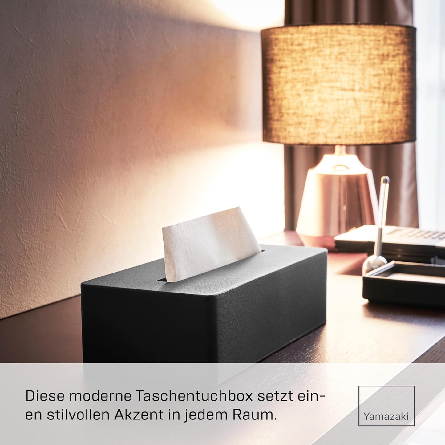 Minimalistische Taschentuchbox Tower, Schwarz