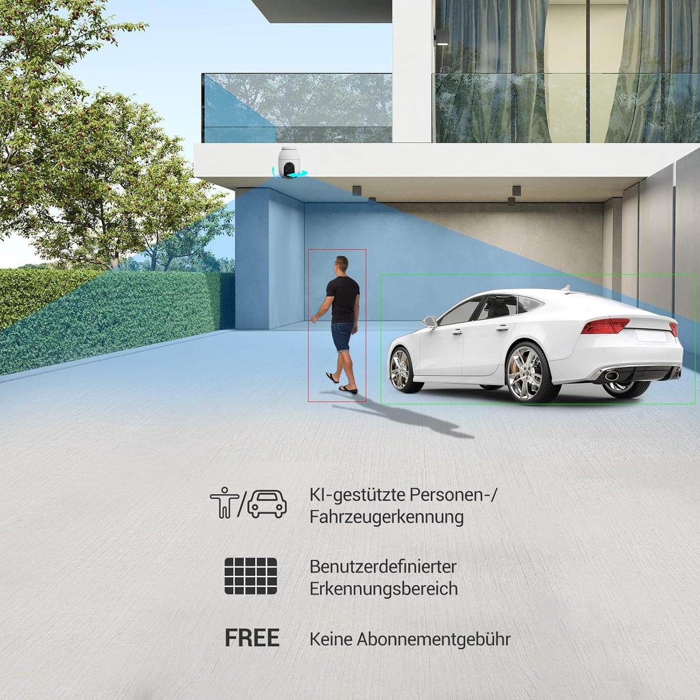 C8C 2K+ Überwachungskamera Outdoor mit Nachtsicht, 2k+ Auflösung