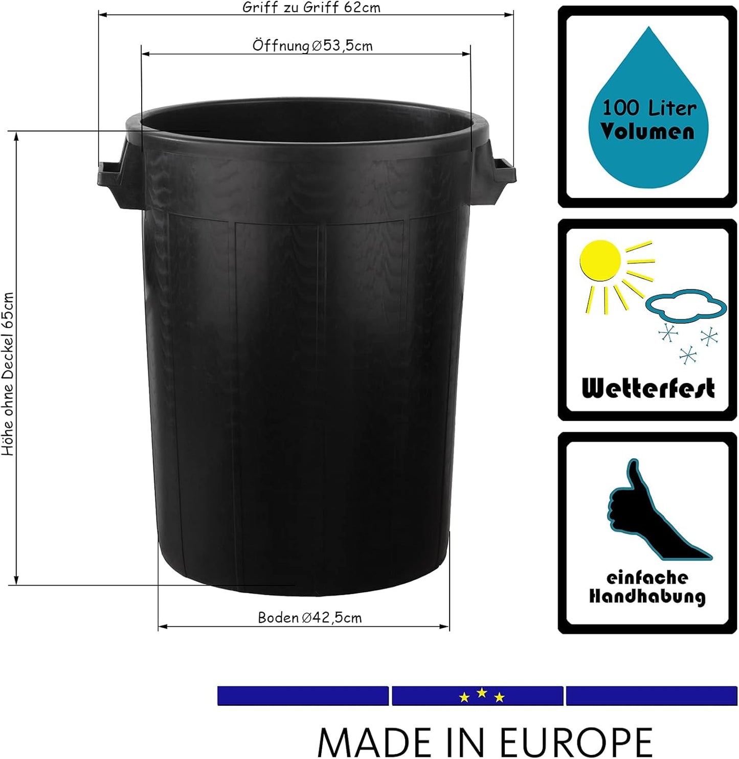 Universaltonne, 100 Liter Tonne ohne Deckel
