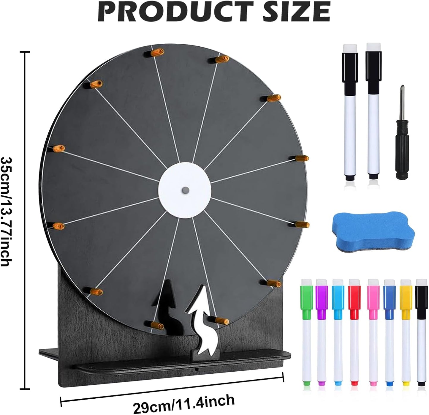 Glücksrad-Set zum Selbstgestalten, 30 cm, Schwarz
