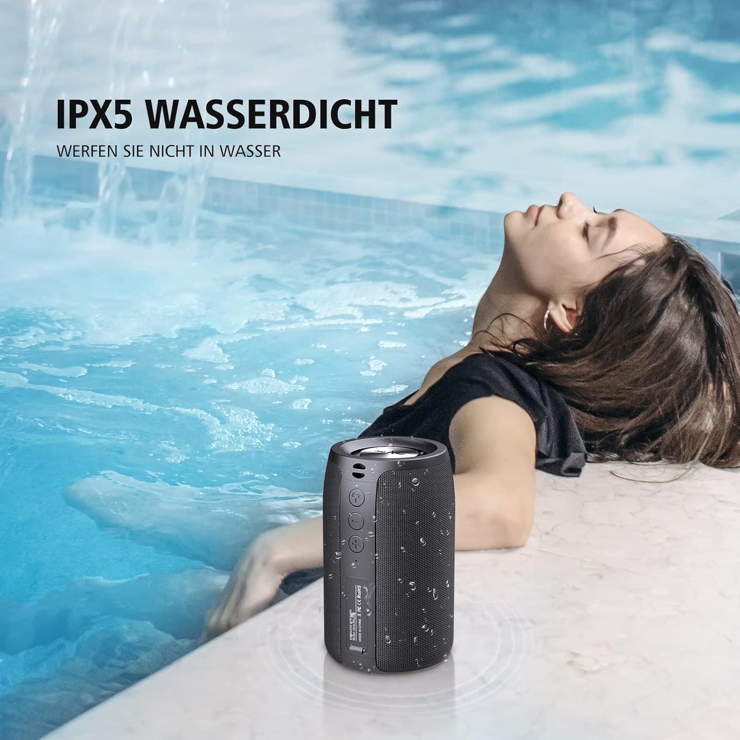 Bluetooth-Lautsprecher S32 mit IPX5 und 12h Spielzeit, Schwarz