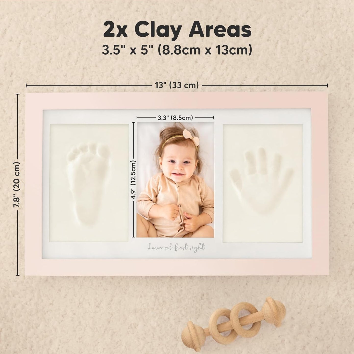 Hand- und Fussabdruck-Set, 33x20cm, Petal Pink Duo, 33cm x 20cm