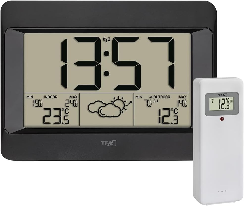 Funk-Wetterstation Zeno mit Temperaturanzeige, Schwarz
