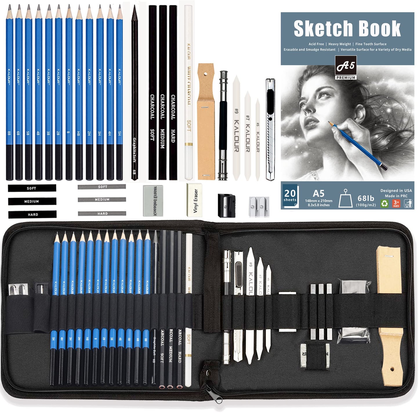 34-teiliges Zeichenkit-Set