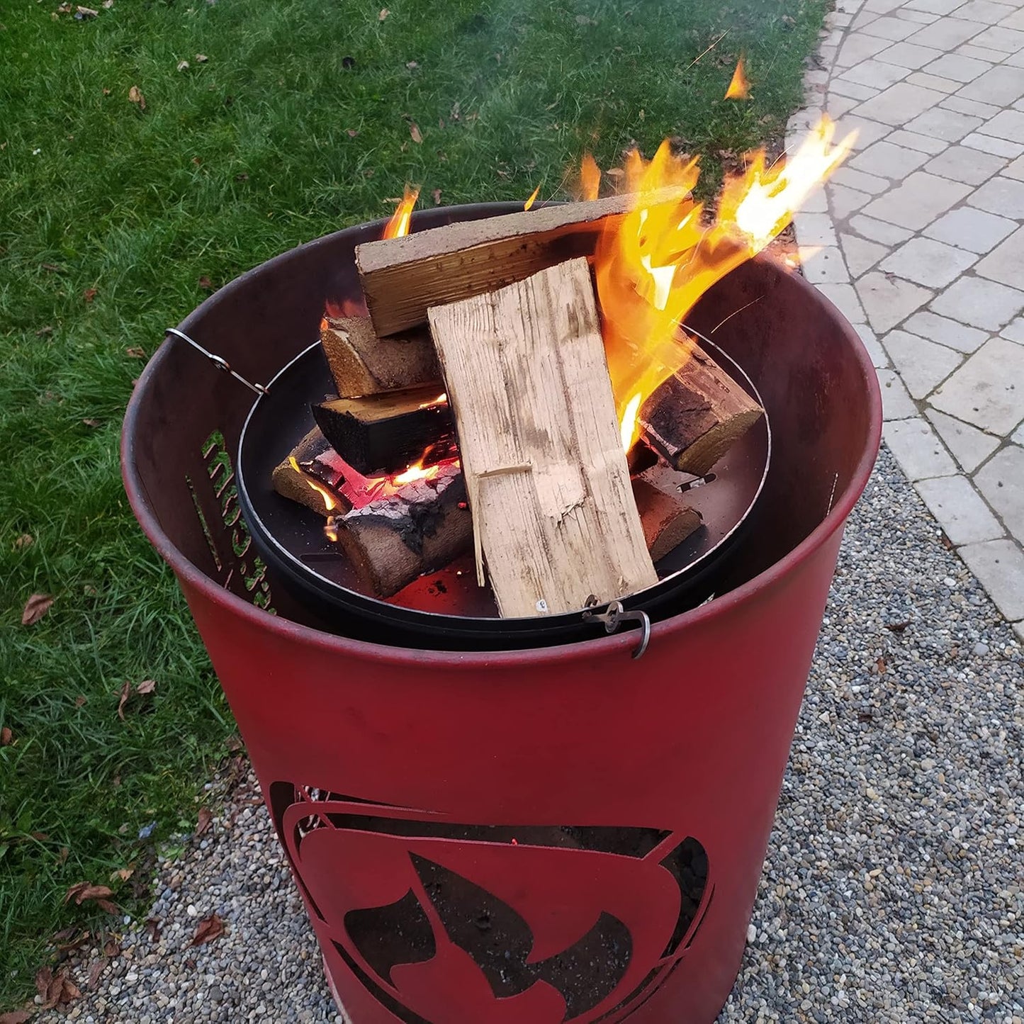 Feuerbox aus Stahl mit Edelstahl-Haken, Feuerbox mit Haken