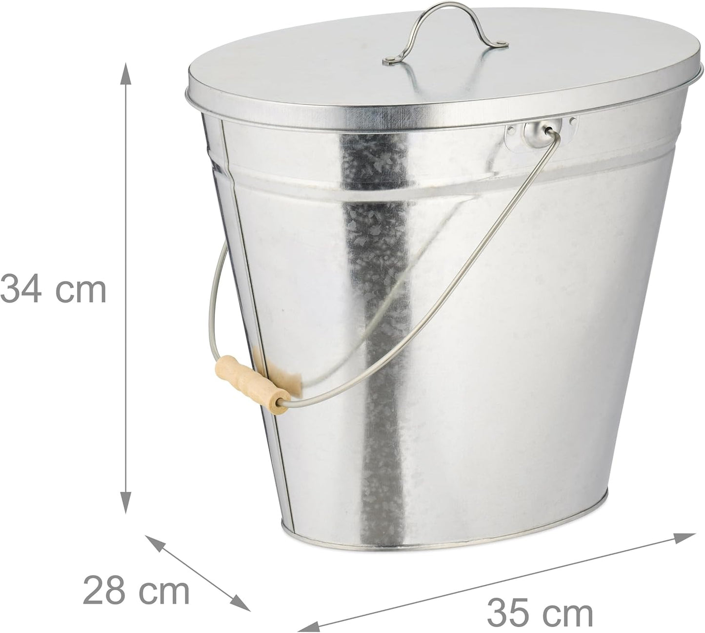 Ascheeimer mit Deckel, 12 l