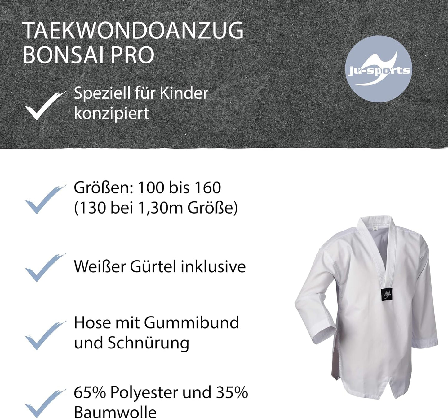 Taekwondo Anzug Bonsai pro für Kinder & Einsteiger, 100