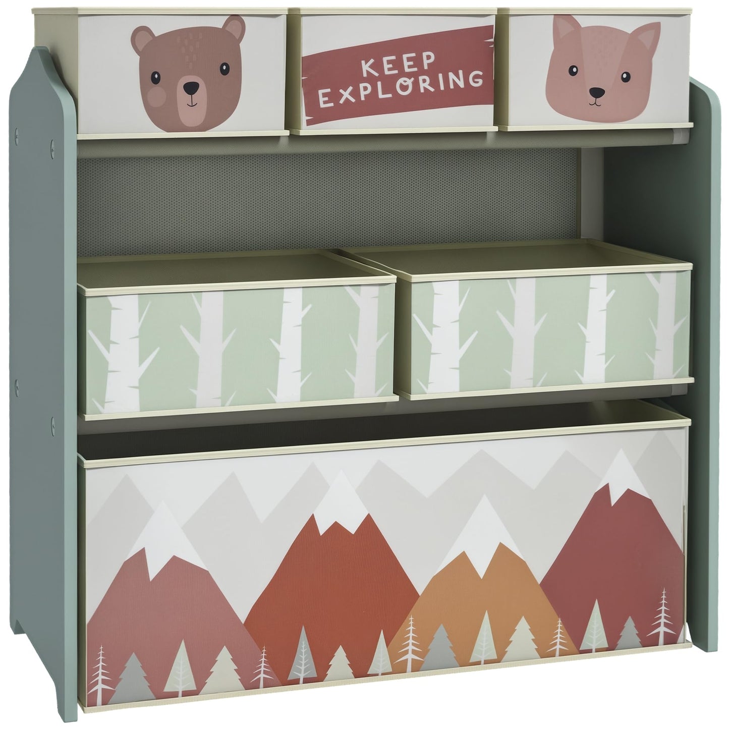 Kinderzimmerregal MDF, Vliesstoff Grün, Grün