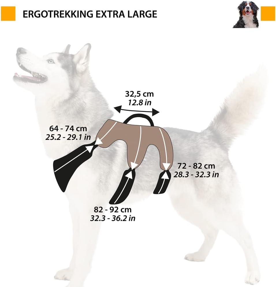 Hundegeschirr Ergotrekking, Schwarz - Extra Large