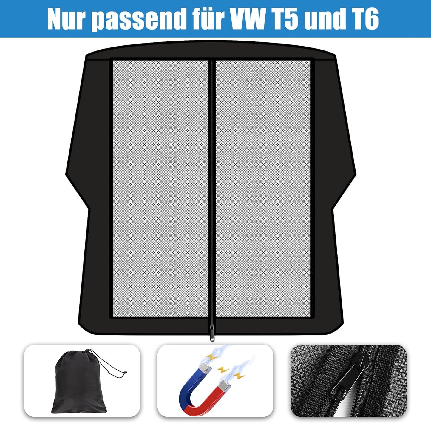 Magnetisches Moskitonetz Hintertür für VW T5 T6, Hintertür