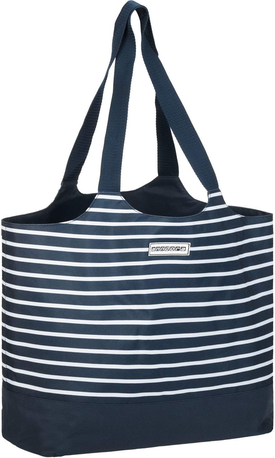2-in-1 Einkaufstasche mit Isoliertasche, Navy Blau Weiss