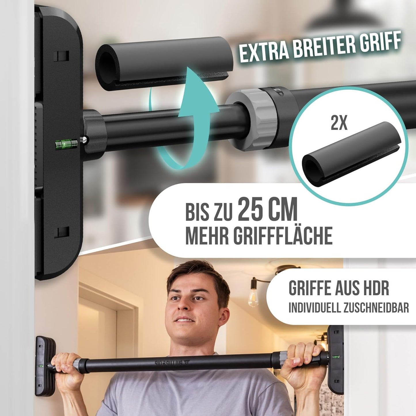 Tür Klimmzugstange + Dip Stange Bundle, Teleskop Klimmzugstange + Dip Stange Bundle