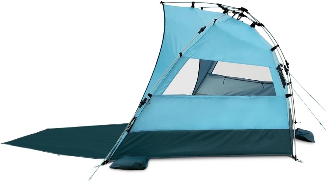 Strandmuschel Quick Bay Pro mit UV-Schutz für 3 Personen, Hellblau