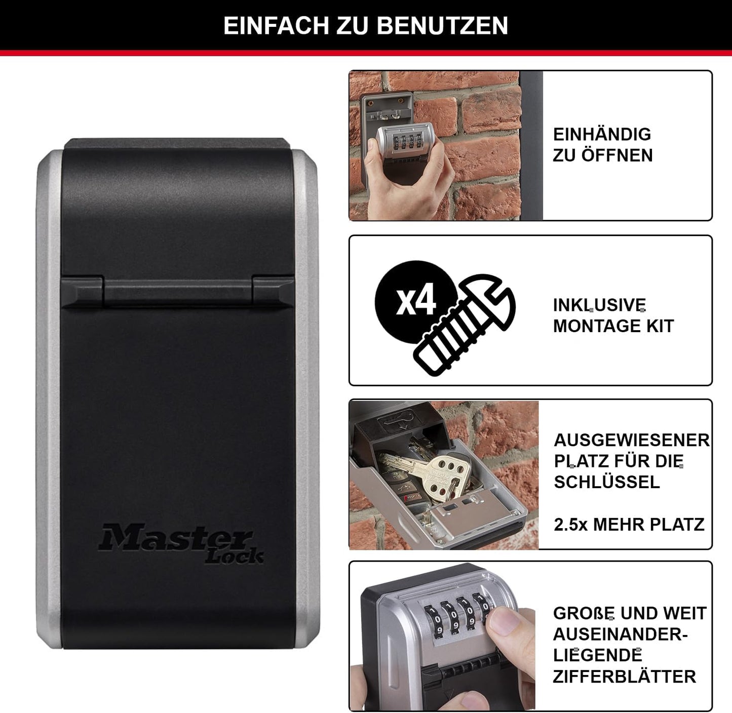 Schlüsseltresor mit Wandhalterung, NEU - XL - Wandmontage