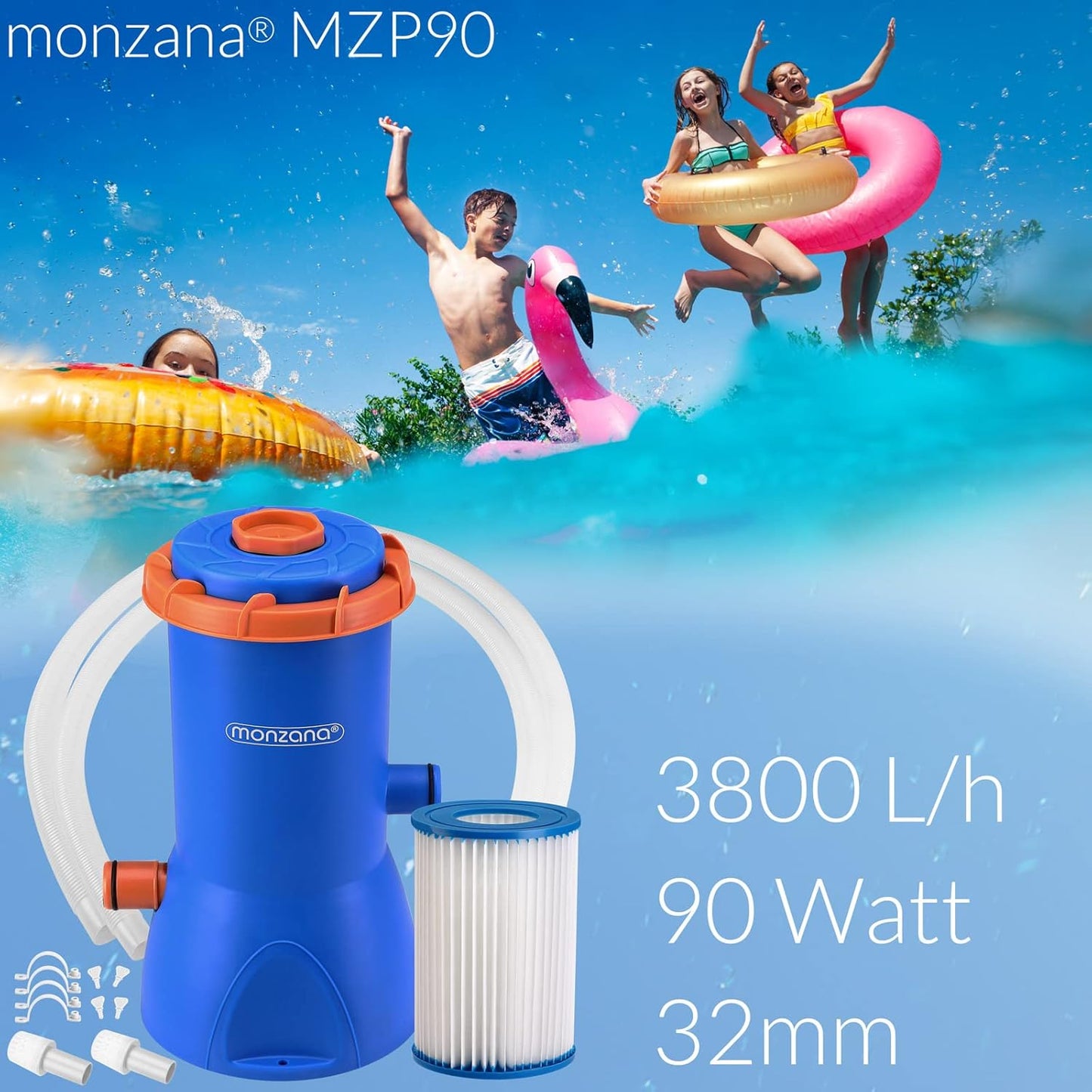 Filterpumpe MZP90 mit Kartusche, MZP90 3800L/h