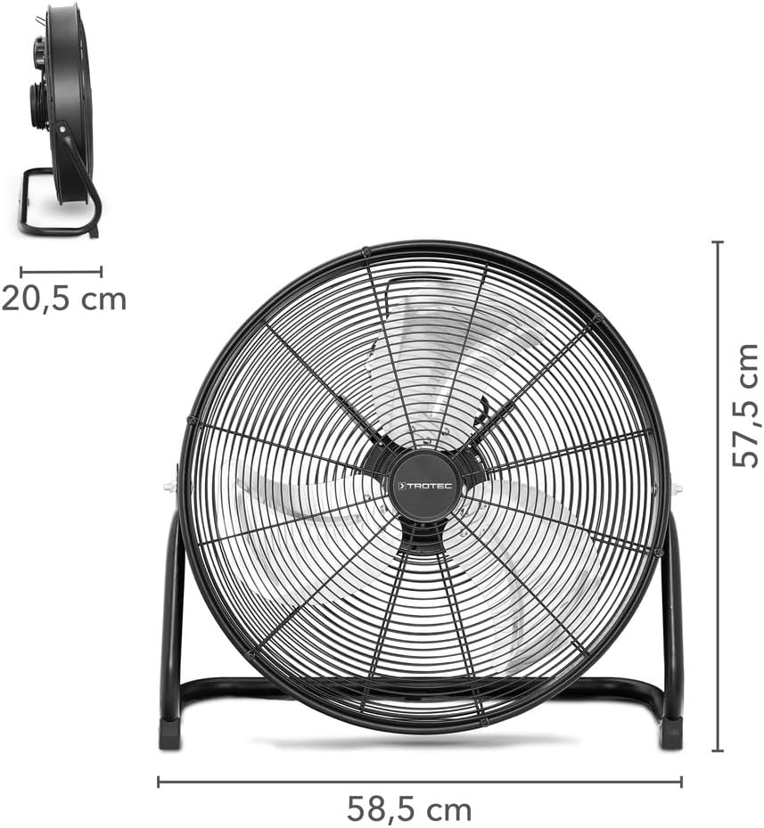 Bodenventilator TVM 20 D mit 360° Neigung, 120 W Schwarz