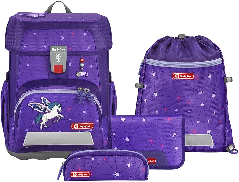5-teiliges Schulranzen-Set Cloud, Dreamy Pegasus - Lila - Grau