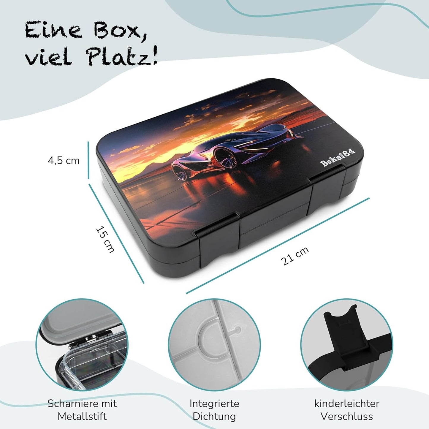 Auslaufsichere Kinder Bento Box mit Automotiv, Auto
