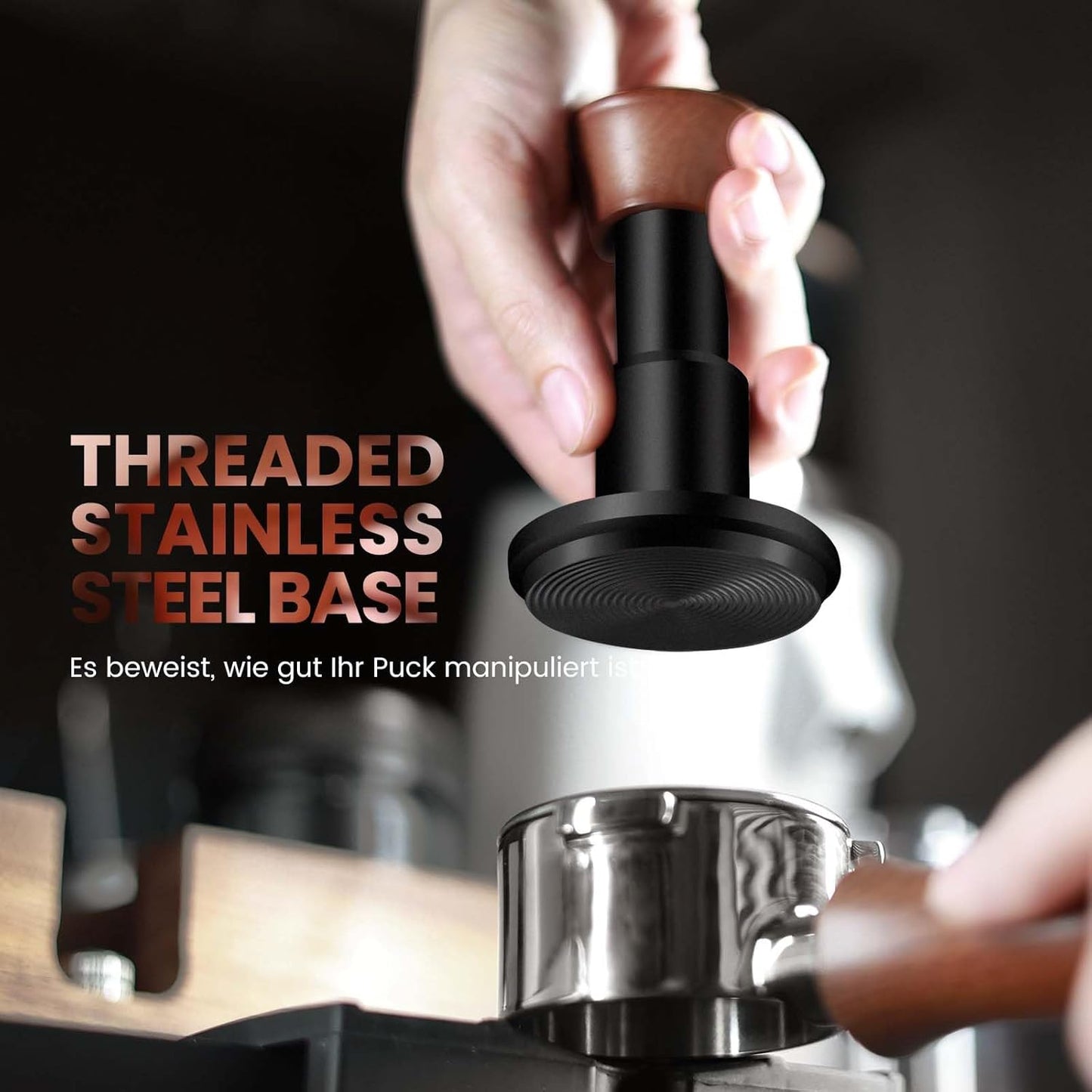 Espresso Tamper für Siebträger, Schwarz / 54mm