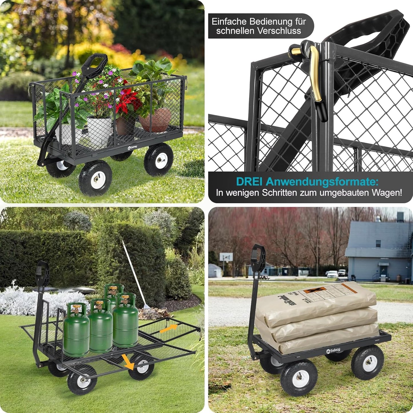 Bollerwagen Gartenwagen Titan-Serie, Grau 550kg