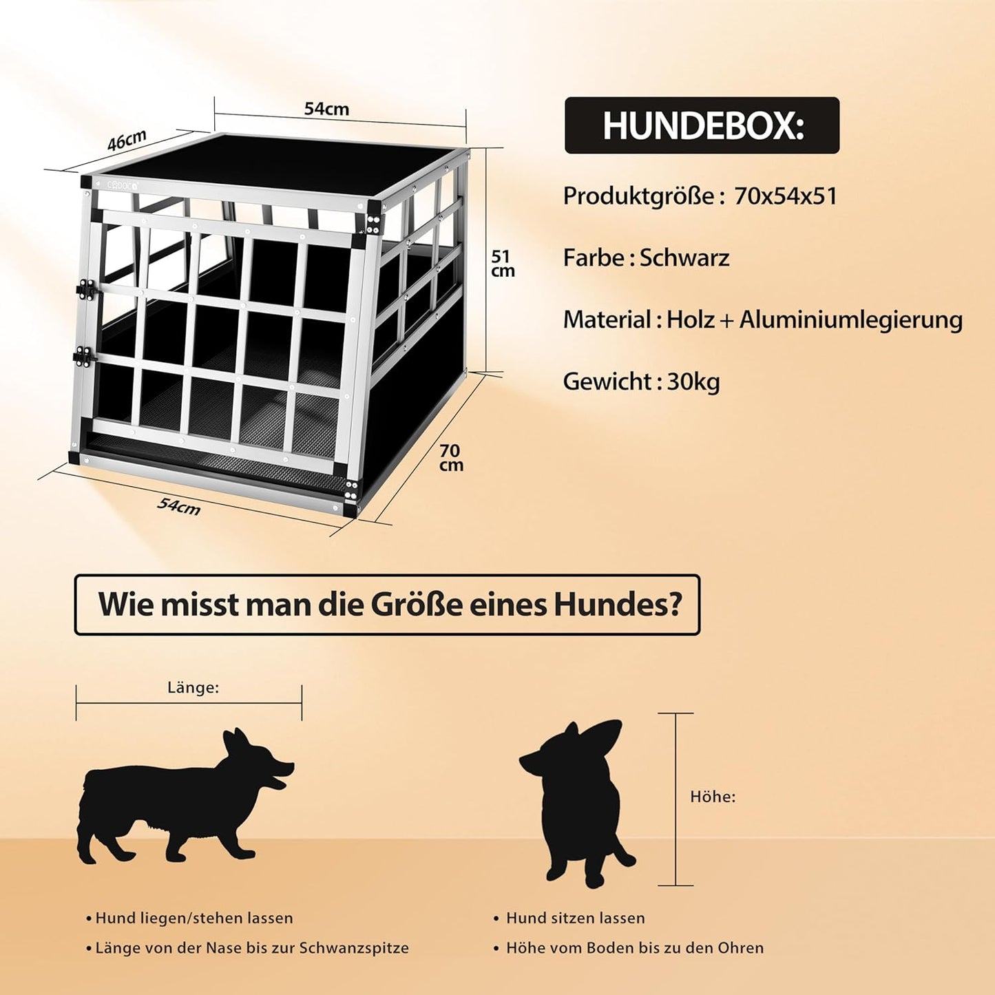 Hundetransportbox, L 70 x B 54 x H 51 cm