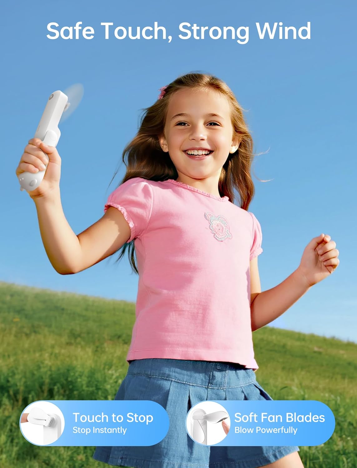 3-in-1 Handventilator Mini mit Powerbank & Taschenlampe, Weiss
